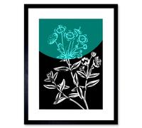 Artery8 Wall Art Print Colour Pop Circle Teal Artwork Framed 9X7 Inch in Black | Size: W7" x H9" Artery8 Black W7" x H9"