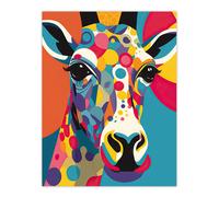Artery8 Wall Art Print Colourful Giraffe Graphic Artwork Zoo Animal Geometric Patterns & Shapes Kids Bedroom Painting Poster | Size: W12" x H16" Artery8 Multicolor W12" x H16"