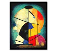 Artery8 Wall Art Print Colourful Kandinsky Inspired Abstract Painting Art Framed in Black | Size: W12" x H16" Artery8 Black W12" x H16"