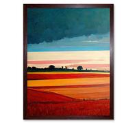 Artery8 Wall Art Print Colourful Modern Countryside Landscape Multicoloured Art Framed in Brown | Size: W12" x H16" Artery8 Brown W12" x H16"