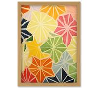 Artery8 Colourful Slices of Star Fruit Bright Watercolour Painting Abstract Carambola Kitchen Artwork Framed Wall Art Print A4