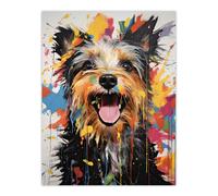 Artery8 Wall Art Print Colourful Yorkshire Terrier Oil Painting Pet Portrait Poster | Size: W12" x H16" Artery8 Multicolor W12" x H16"