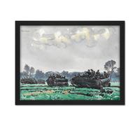 Artery8 Wall Art Print Colville Infantry Advancing Heino WWII War Painting Large Framed Wall Décor Art in Brown | Size: W18" x H24" Artery8 Brown W18" x H24"