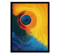 Artery8 Wall Art Print Concentric Circles Yellow Orange Blue Abstract Art Framed Poster in Black | Size: W12" x H16" Artery8 Black W12" x H16"