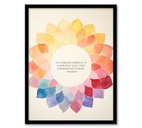 Artery8 Wall Art Print Conquer Oneself Buddhist Mindfulness Quote Mandala Buddha Framed Art in Orange | Size: W12" x H16" Artery8 Orange W12" x H16"