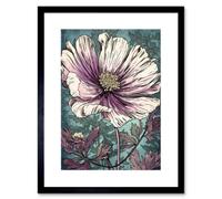 Artery8 Wall Art Print Cosmos Flower Bloom Pastel Colour Watercolour Artwork Framed 9X7 Inch