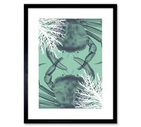 Artery8 Wall Art Print Crab And Coral Collage Art Black Framed 9X7 Inch