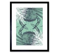 Artery8 Wall Art Print Crab And Coral Collage Art Black Framed 9X7 Inch