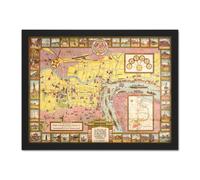 Artery8 Wall Art Print Crow 1935 Pictorial Map Shanghai City China Large Framed Wall Décor Art in Brown | Size: W18" x H24" Artery8 Brown W18" x H24"