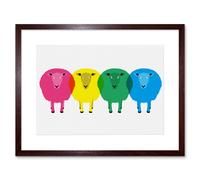 Artery8 Wall Art Print Cute Colourful Cartoon Sheep Artwork Framed 9X7 Inch in Brown | Size: W7" x H9" Artery8 Brown W7" x H9"