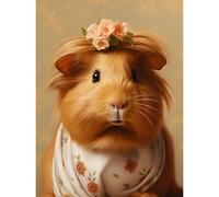 Wall Art Print Cute Dressed Up Guinea Pig Girls Bedroom Artwork Poster Artery8 Brown W18 inch x H24 inch