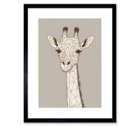 Artery8 Wall Art Print Cute Giraffe Head Line Drawing Artwork Framed 9X7 Inch