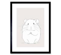 Artery8 Wall Art Print Cute Hamster Portrait Simple Artwork Framed 9X7 Inch