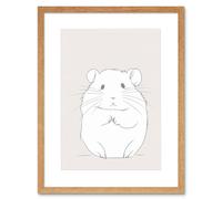 Artery8 Wall Art Print Cute Hamster Portrait Simple Artwork Framed 9X7 Inch in Beige | Size: W7" x H9" Artery8 Beige W7" x H9"