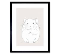 Artery8 Wall Art Print Cute Hamster Portrait Simple Artwork Framed 9X7 Inch in Black | Size: W7" x H9" Artery8 Black W7" x H9"