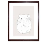 Artery8 Wall Art Print Cute Hamster Portrait Simple Artwork Framed 9X7 Inch in Brown | Size: W7" x H9" Artery8 Brown W7" x H9"