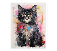 Artery8 Wall Art Print Cute Kitten Colourful Bright Baby Cat Kids Bedroom Poster Picture | Size: W24" x H32" Artery8 Multicolor W24" x H32"