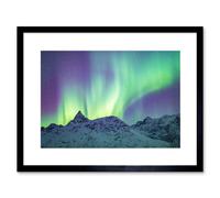 Artery8 Wall Art Print Dalsfelt Aurora Snowy Mountains Framed in Black | Size: W7" x H9" Artery8 Black W7" x H9"