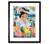 Artery8 Wall Art Print Danish Pastel Aesthetic Flowers at the Market Watercolour Spring Bouquet Artwork Framed 9X7 Inch in Black | Size: W7" x H9" Artery8 Black W7" x H9"