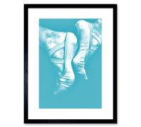 Artery8 Wall Art Print Davis Ballerina Ballet Shoes Blue Framed in Black | Size: W7" x H9" Artery8 Black W7" x H9"
