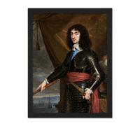 Artery8 Wall Art Print De Champaigne Portrait King Charles II England Large Framed Wall Décor Art in Brown | Size: W18" x H24" Artery8 Brown W18" x H24"