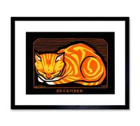 Artery8 Wall Art Print December Cat Julie De Graag Art Framed 9x7 inch in Black | Size: W7" x H9" Artery8 Black W7" x H9"