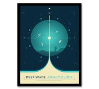 Artery8 Wall Art Print Deep Space Atomic Clock Blue Earth Orbit Spacecraft Radio Navigation Science Tracking NASA Exploration Art Framed | Size: A4 Artery8 Blue A4