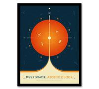 Artery8 Wall Art Print Deep Space Atomic Clock Orange Earth Orbit Spacecraft Radio Navigation Science Tracking NASA Exploration Art Framed Artery8 Orange W12" x H16"