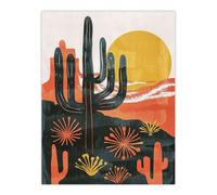 Artery8 Desert Cactus Sunset Simple Bobo Cacti Landscape For Living Room Extra Large XL Wall Art Poster Print