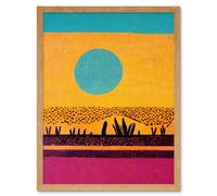 Artery8 Wall Art Print Desert Roadside Oasis Modern Pop Art Surreal Landscape Art Framed in Light Oak | Size: W12" x H16" Artery8 Light Oak W12" x H16"
