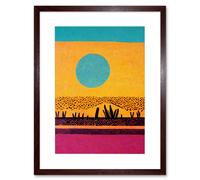 Artery8 Wall Art Print Desert Roadside Oasis Modern Pop Art Surreal Landscape Artwork Framed 9X7 Inch in Brown | Size: W7" x H9" Artery8 Brown W7" x H9"