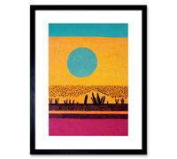 Artery8 Wall Art Print Desert Roadside Oasis Modern Pop Art Surreal Landscape Artwork Framed 9X7 Inch in Black | Size: W7" x H9" Artery8 Black W7" x H9"