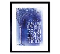 Artery8 Wall Art Print Desiderata Ehrmann Child Universe Trees Stars Artwork Framed 9X7 Inch in Black | Size: W7" x H9" Artery8 Black W7" x H9"