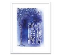 Artery8 Wall Art Print Desiderata Ehrmann Child Universe Trees Stars Artwork Framed 9X7 Inch in White | Size: W7" x H9" Artery8 White W7" x H9"