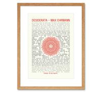 Artery8 Wall Art Print Desiderata Ehrmann Mandala Artwork Framed 9X7 Inch in Beige | Size: W7" x H9" Artery8 Beige W7" x H9"