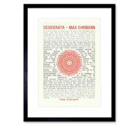 Artery8 Wall Art Print Desiderata Ehrmann Mandala Artwork Framed 9X7 Inch