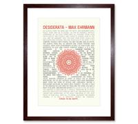Artery8 Wall Art Print Desiderata Ehrmann Mandala Artwork Framed 9X7 Inch in Brown | Size: W7" x H9" Artery8 Brown W7" x H9"