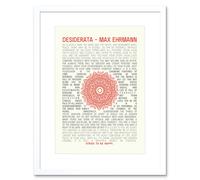 Artery8 Wall Art Print Desiderata Ehrmann Mandala Artwork Framed 9X7 Inch in White | Size: W7" x H9" Artery8 White W7" x H9"