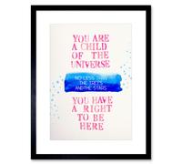 Artery8 Wall Art Print Desiderata Ehrmann Snippet Right To Be Here Artwork Framed 9X7 Inch in Black | Size: W7" x H9" Artery8 Black W7" x H9"