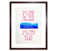 Artery8 Wall Art Print Desiderata Ehrmann Snippet Right To Be Here Artwork Framed 9X7 Inch in Brown | Size: W7" x H9" Artery8 Brown W7" x H9"