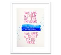 Artery8 Wall Art Print Desiderata Ehrmann Snippet Right To Be Here Artwork Framed 9X7 Inch in White | Size: W7" x H9" Artery8 White W7" x H9"