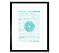 Artery8 Wall Art Print Desiderata Mandala Ehrmann Typography Framed 9X7 Inch