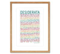 Artery8 Wall Art Print Desiderata Rainbow Words Ehrmann Typography Framed in Beige | Size: W7" x H9" Artery8 Beige W7" x H9"
