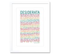 Wall Art Print Desiderata Rainbow Words Ehrmann Typography Framed Artery8 White W7 inch x H9 inch
