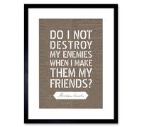 Artery8 Wall Art Print Dictionary Page Quote Abraham Lincoln Destroy Enemies Artwork Framed 9X7 Inch in Black | Size: W7" x H9" Artery8 Black W7" x H9"