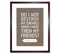 Artery8 Wall Art Print Dictionary Page Quote Abraham Lincoln Destroy Enemies Artwork Framed 9X7 Inch in Brown | Size: W7" x H9" Artery8 Brown W7" x H9"