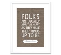 Artery8 Wall Art Print Dictionary Page Quote Abraham Lincoln Folks Happy Artwork Framed 9X7 Inch in White | Size: W7" x H9" Artery8 White W7" x H9"