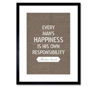 Artery8 Wall Art Print Dictionary Page Quote Abraham Lincoln Happiness Responsibility Artwork Framed 9X7 Inch