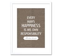 Artery8 Wall Art Print Dictionary Page Quote Abraham Lincoln Happiness Responsibility Artwork Framed 9X7 Inch in White | Size: W7" x H9" Artery8 White W7" x H9"