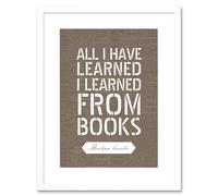 Artery8 Wall Art Print Dictionary Page Quote Abraham Lincoln Learned From Books Artwork Framed 9X7 Inch in White | Size: W7" x H9" Artery8 White W7" x H9"
